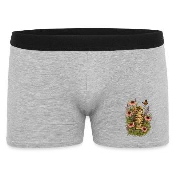 Floral Kitten in Bloom - Men's Boxer Shorts - heather grey - Front