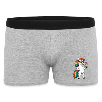 Cooles Einhorn mit Cocktail - Männer Boxer Shorts - Grau meliert - Vorne