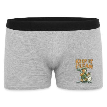 Keep It Clean Bear Clean-Grafik - Männer Boxer Shorts - Grau meliert - Vorne