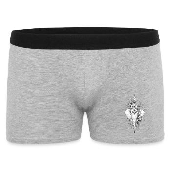 Blumen-Elefantenmandala-Schmuck - Männer Boxer Shorts - Grau meliert - Vorne