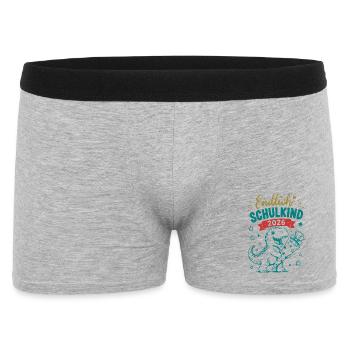 Endlich Schulkind 2026 Dino - Männer Boxer Shorts - Grau meliert - Vorne