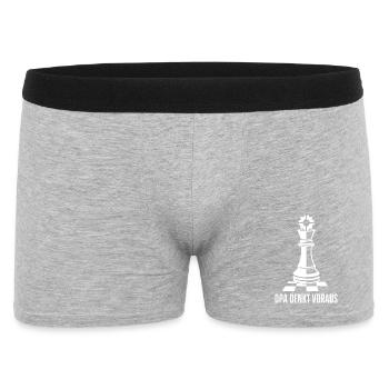 Opa Denkt Voraus – Schach König Zahnrad Design - Männer Boxer Shorts - Grau meliert - Vorne