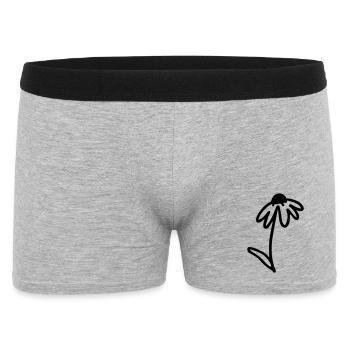 Blume One Line Art - Männer Boxer Shorts - Grau meliert - Vorne