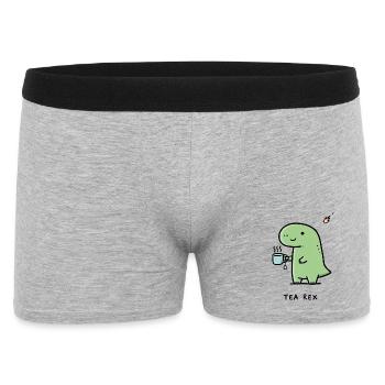 Small dinosaur with coffee - Men's Boxer Shorts - heather grey - Front