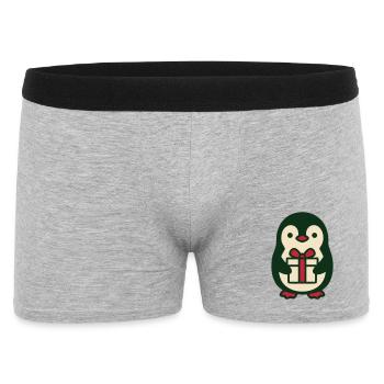 Pinguin Geschenk Clipart - Männer Boxer Shorts - Grau meliert - Vorne