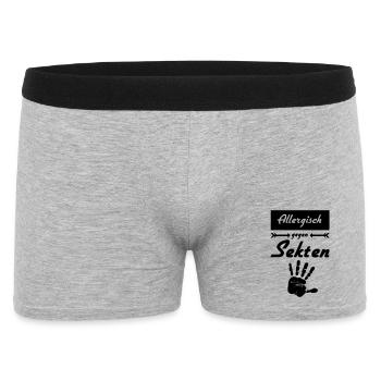 Allergisch gegen Sekten Geschenk - Männer Boxer Shorts - Grau meliert - Vorne