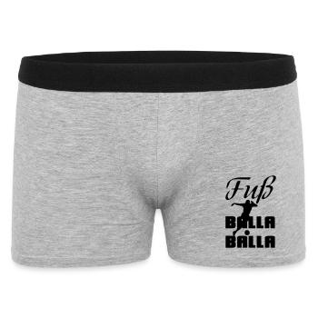 Fuß-Balla-Balla Fußball Geschenk Sprüche EM - Männer Boxer Shorts - Grau meliert - Vorne