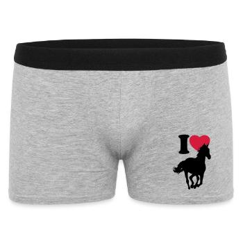 I love horses - Ich liebe Pferde - Männer Boxer Shorts - Grau meliert - Vorne