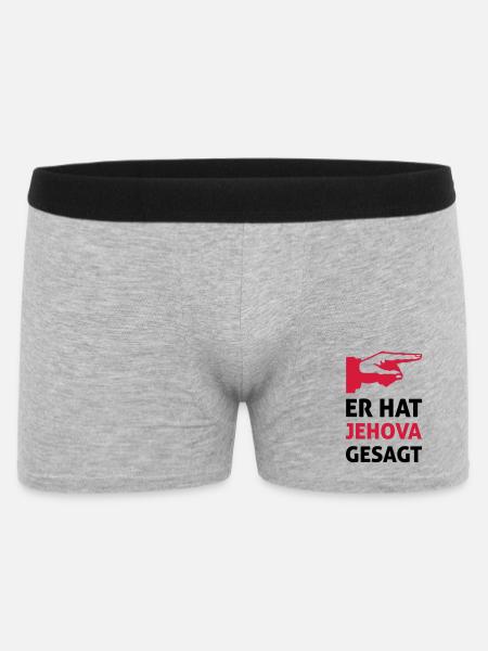 Er hat Jehova gesagt Spruch Motiv - Männer Boxer Shorts - Grau meliert