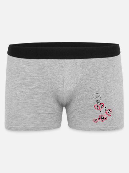 Bunte Schmetterlinge mit Blumen, Sommerwiese - Männer Boxer Shorts - Grau meliert