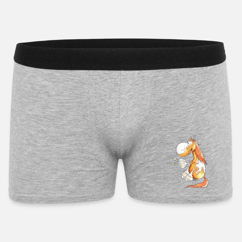 Pferd mit Blume - Pferde - Pony - Fuchs - Geschenk - Männer Boxer Shorts - Grau meliert