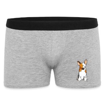 Lustiger Welsh Corgi - Männer Boxer Shorts - Grau meliert - Vorne