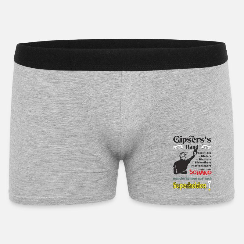 Gipser mit Gipsershirt die  Superhelden Handwerker - Männer Boxer Shorts - Grau meliert