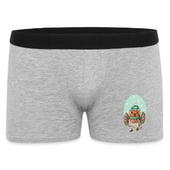 Rotkelchen mit Mütze - Männer Boxer Shorts - Grau meliert - Vorne