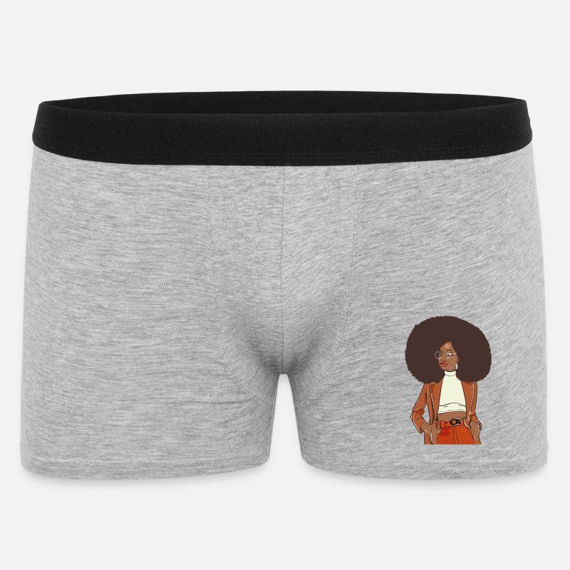 Afro-Chic mit orangefarbenem Blazer - Männer Boxer Shorts - Grau meliert