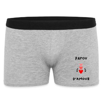 PAPUA. PAPA. VATERTAG. FROHER VATERTAG - Männer Boxer Shorts - Grau meliert - Vorne
