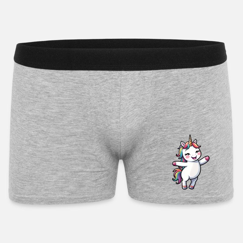 Kinder süßes Cartoon Einhorn - Männer Boxer Shorts - Grau meliert
