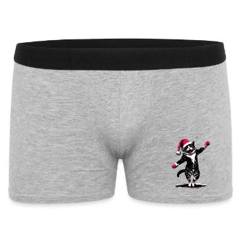 Dancing Cat in the Snow with Santa Hat - Men's Boxer Shorts - heather grey - Front