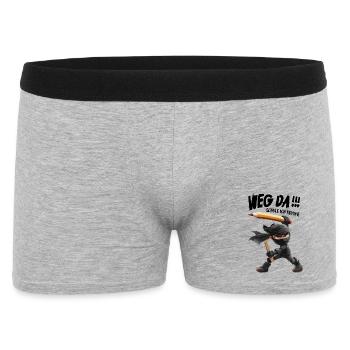 Ninja mit Bleistift und Messer Schulkind 1.Klasse - Männer Boxer Shorts - Grau meliert - Vorne