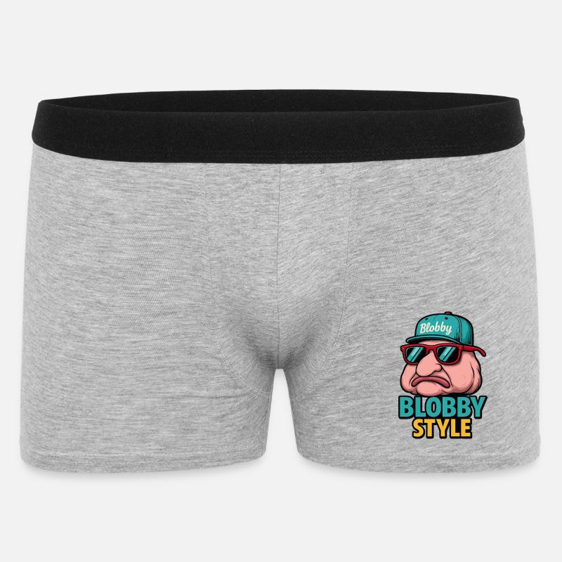 Blobby Style Cartoon Tee - Männer Boxer Shorts - Grau meliert