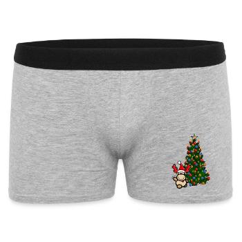 Renne Elmondo devant un sapin de Noël coloré - Boxer Homme - gris chiné - Devant