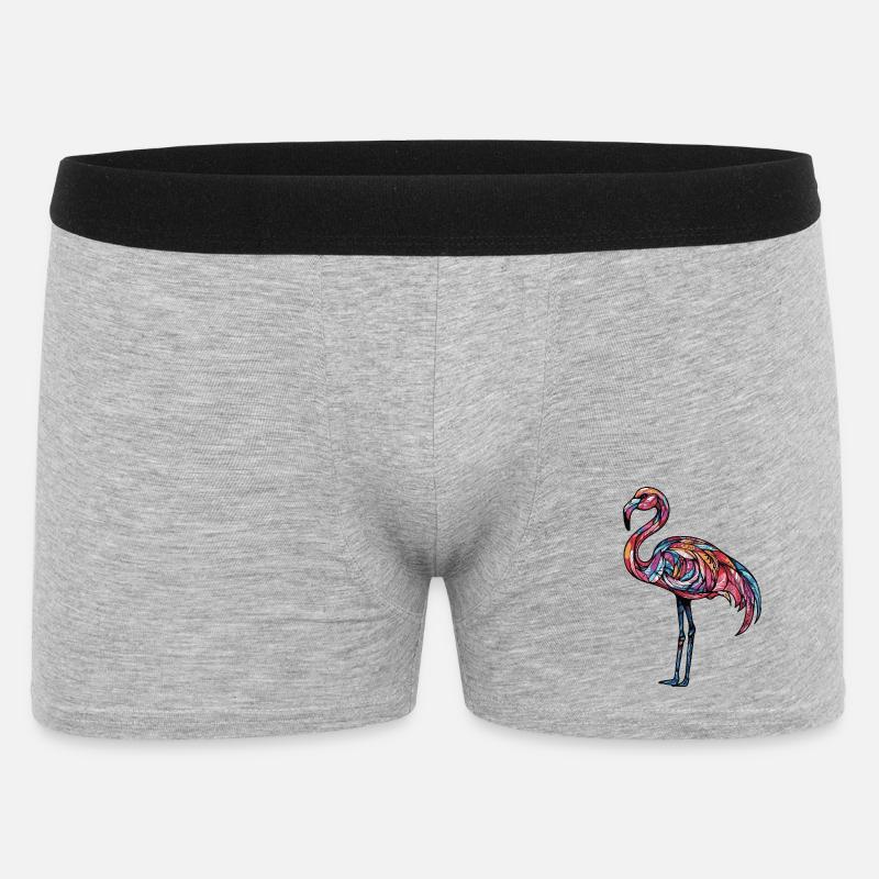 Flamingo Bunt - Männer Boxer Shorts - Grau meliert