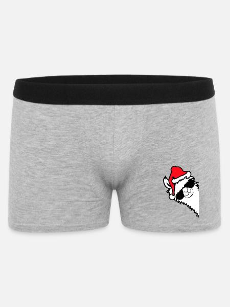 Llama Cool Sunglasses Santa Hat Side - Men's Boxer Shorts - heather grey