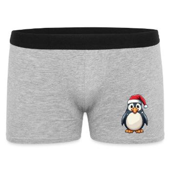 Penguin with festive Santa hat - Men's Boxer Shorts - heather grey - Front