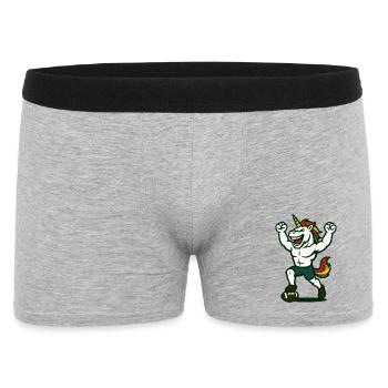 Unicorn Football Victory Maskottchen-Power-Design - Männer Boxer Shorts - Grau meliert - Vorne