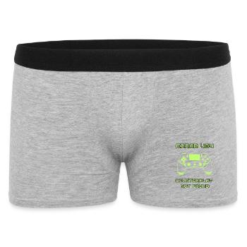 Fehler 404: Gegenspiel nicht gefunden | Lustiger Gamer - Männer Boxer Shorts - Grau meliert - Vorne