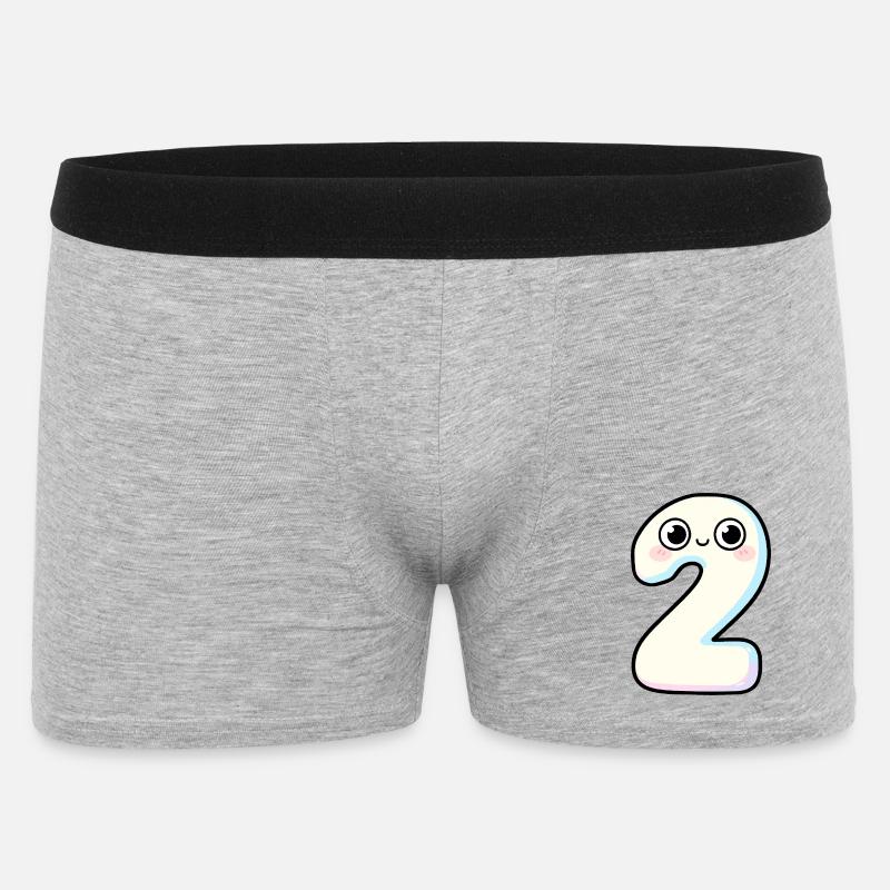Nummer 2 Kawaii Pastel lächelt - Männer Boxer Shorts - Grau meliert