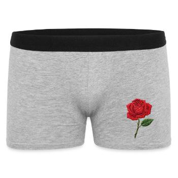 Rose en aspect brodé (imprimé) - Boxer Homme - gris chiné - Devant