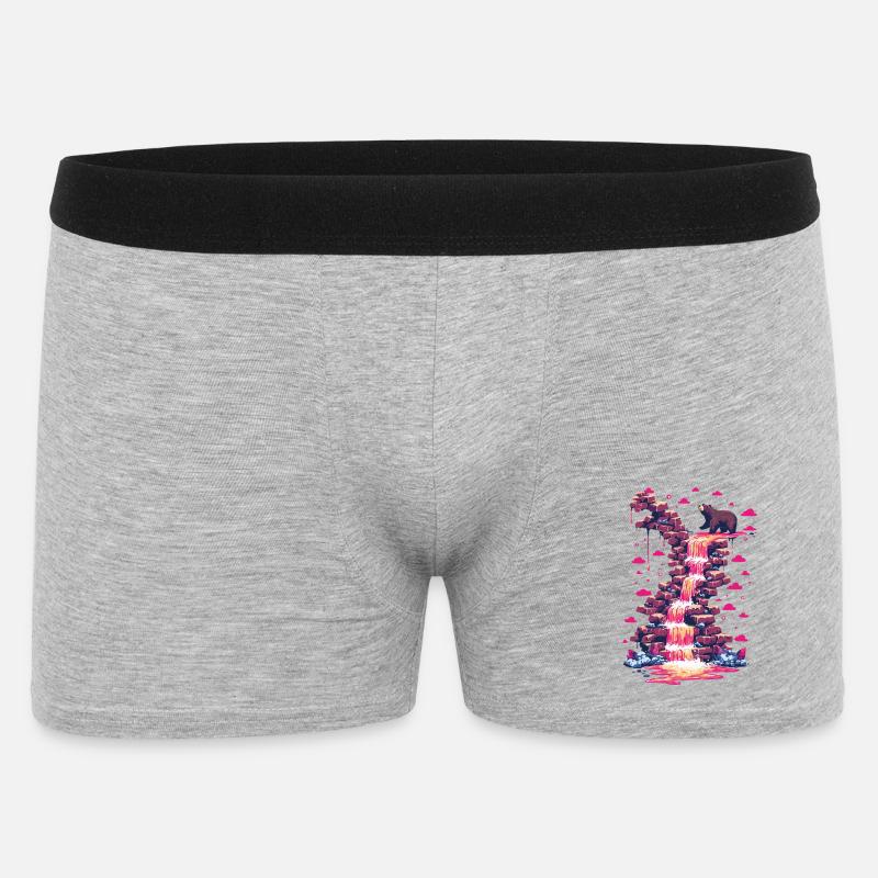 Pinker Wasserfall mit Bärenlicht - Männer Boxer Shorts - Grau meliert