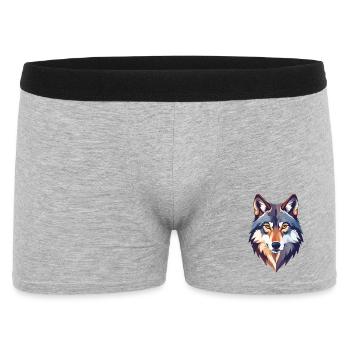 Wolf Kopf Motiv stolzer Wolfskopf Illustration - Männer Boxer Shorts - Grau meliert - Vorne
