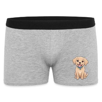 Fröhlicher Welpenfreund Cartoon - Männer Boxer Shorts - Grau meliert - Vorne