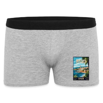 Explore Vibrant Charm of Sitges in Spain - Men's Boxer Shorts - heather grey - Front