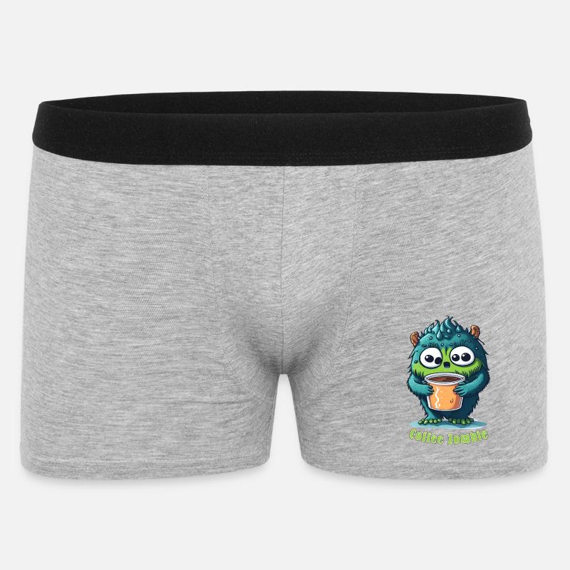 Kaffeemonster  - Koffein Zombie - Morgenmuffel - Männer Boxer Shorts - Grau meliert