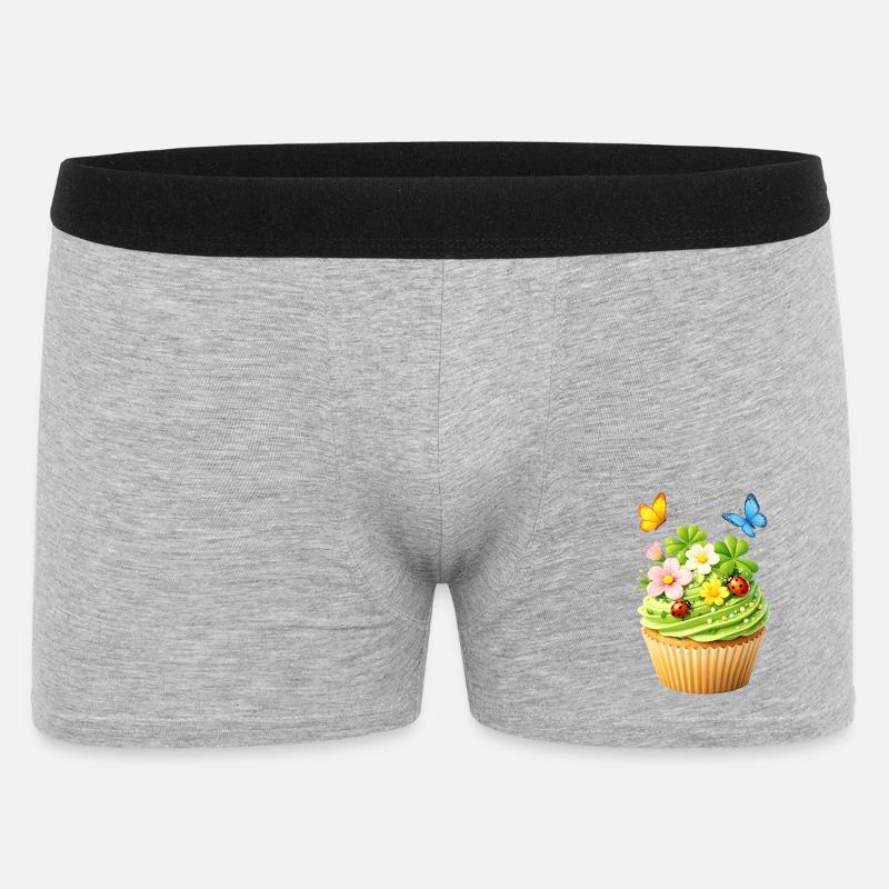 Frühlings Cupcake mit Blumen - Männer Boxer Shorts - Grau meliert