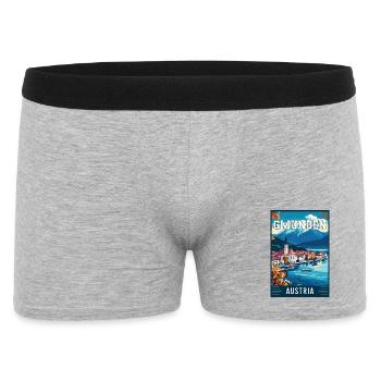Lakeside View Gmunden in Austria - Travel Art - Men's Boxer Shorts - heather grey - Front