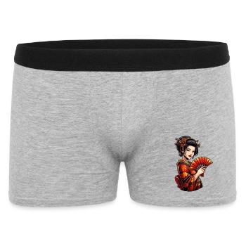 Geisha in red kimono with fan - Men's Boxer Shorts - heather grey - Front