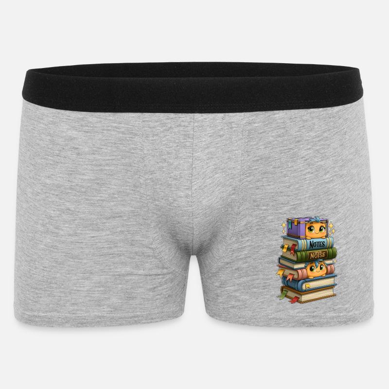 Book Stack with Birds - Men's Boxer Shorts - heather grey