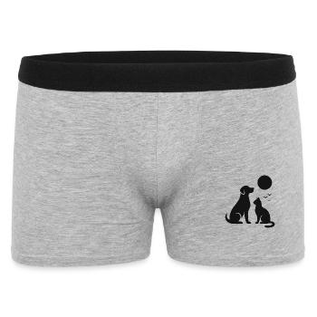 Moonlit Night Dog Cat Silhouette - Men's Boxer Shorts - heather grey - Front