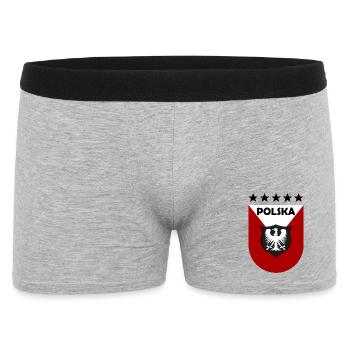 Polnisches Wappen Shield Design - Männer Boxer Shorts - Grau meliert - Vorne