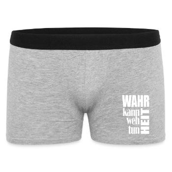 Wahrheit tut weh – Typo-Kontrast - Männer Boxer Shorts - Grau meliert - Vorne