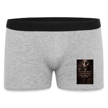 Gasmaske und Blume mit Spruch - Männer Boxer Shorts - Grau meliert - Vorne