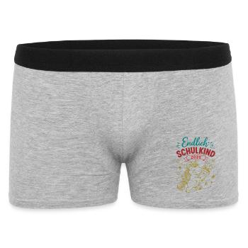 Endlich Schulkind 2026 Unicorn - Männer Boxer Shorts - Grau meliert - Vorne