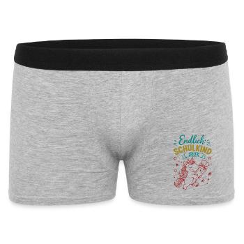 Endlich Schulkind 2026 Unicorn - Männer Boxer Shorts - Grau meliert - Vorne