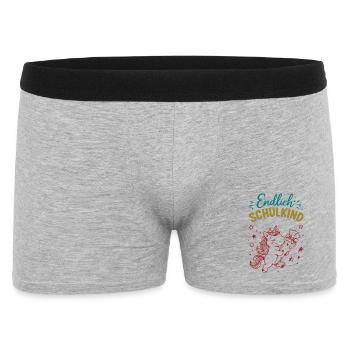 Endlich Schulkind Unicornenfreude - Männer Boxer Shorts - Grau meliert - Vorne