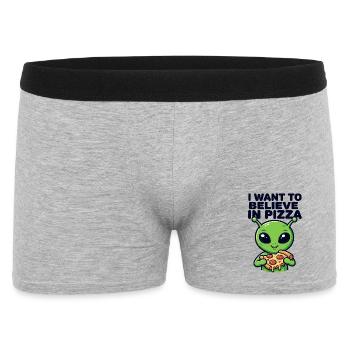 I Want To Believe In Pizza Alien - Männer Boxer Shorts - Grau meliert - Vorne