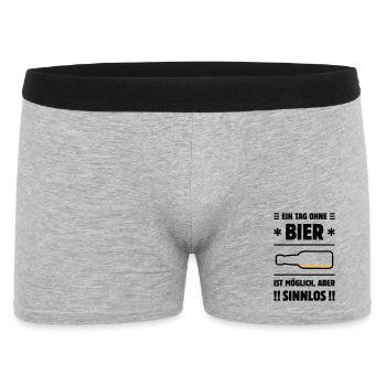 Ein Tag Ohne Bier Ist Möglich, Aber Sinnlos! POS2C - Männer Boxer Shorts - Grau meliert - Vorne